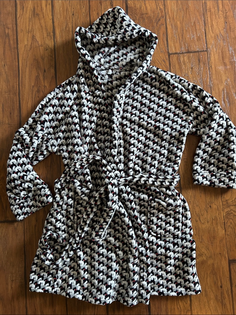 Vera Bradley Hooded Wrap Robe Scottie dog print size L/XL fleecy soft cozy - Picture 8 of 12